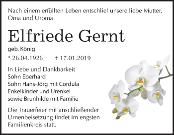 Traueranzeige von Elfriede Gernt von Mitteldeutsche Zeitung