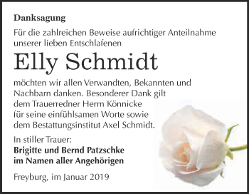 Traueranzeige von Elly Schmidt von WVG - Wochenspiegel NMB / WSF / ZTZ