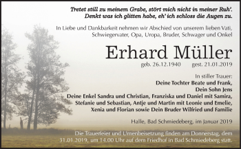 Traueranzeige von Erhard Müller von Mitteldeutsche Zeitung