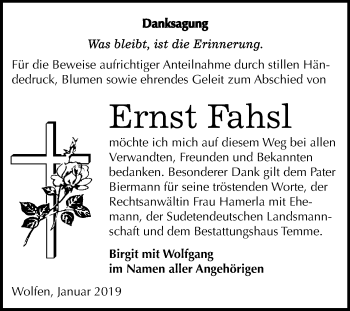 Traueranzeige von Ernst Fahsl von Mitteldeutsche Zeitung Bitterfeld