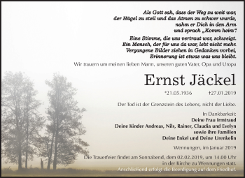 Traueranzeige von Ernst Jäckel von Mitteldeutsche Zeitung