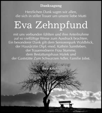 Traueranzeige von Eva Zehnpfund von WVG - Wochenspiegel Quedlinburg