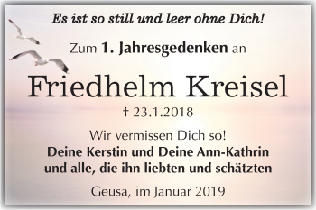 Traueranzeige von Friedhelm Kreisel von Mitteldeutsche Zeitung Merseburg/Querfurt