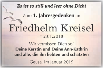 Traueranzeige von Friedhelm Kreisel von Super Sonntag Merseburg