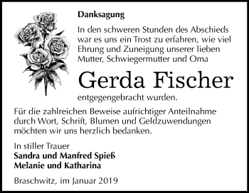 Traueranzeige von Gerda Fischer von Mitteldeutsche Zeitung Halle/Saalkreis