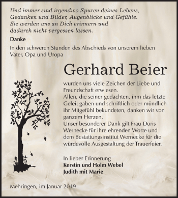 Traueranzeige von Gerhard Beier von Mitteldeutsche Zeitung Aschersleben