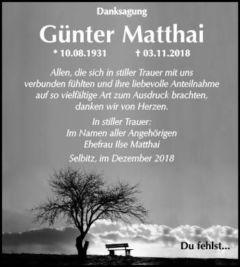 Traueranzeige von Günter Matthai von Mitteldeutsche Zeitung