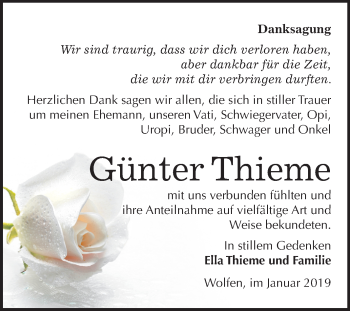 Traueranzeige von Günter Thieme von Mitteldeutsche Zeitung Bitterfeld
