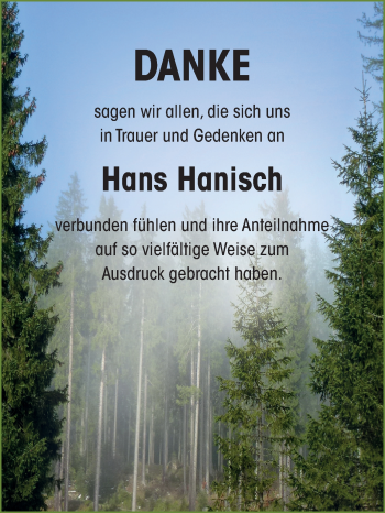 Traueranzeige von Hans Hanisch von Mitteldeutsche Zeitung