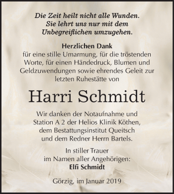 Traueranzeige von Harri Schmidt von Mitteldeutsche Zeitung