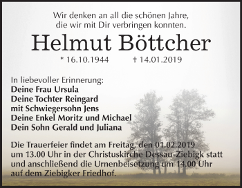 Traueranzeige von Helmut Böttcher von Mitteldeutsche Zeitung Dessau-Roßlau