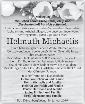 Traueranzeige von Helmuth Michaelis von Super Sonntag Merseburg