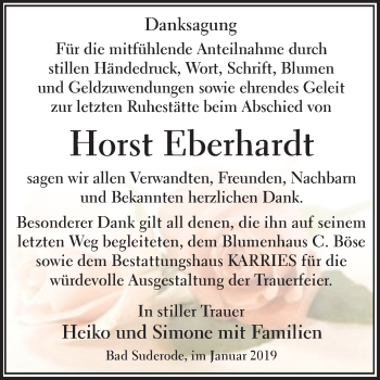Traueranzeige von Horst Eberhardt von Mitteldeutsche Zeitung Quedlinburg