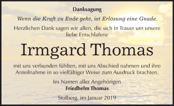 Traueranzeige von Irmgard Thomas von Mitteldeutsche Zeitung