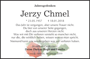 Traueranzeige von Jerzy Chmel von Super Sonntag Wittenberg