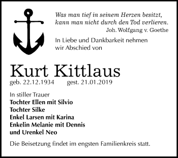 Traueranzeige von Kurt Kittlaus von Mitteldeutsche Zeitung