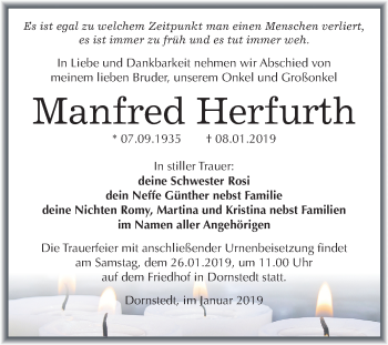 Traueranzeige von Manfred Herfurth von Mitteldeutsche Zeitung