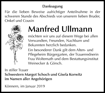 Traueranzeige von Manfred Ullmann von Mitteldeutsche Zeitung Bernburg