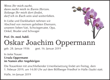 Traueranzeige von Oskar Joachim Oppermann von Mitteldeutsche Zeitung Halle/Saalkreis