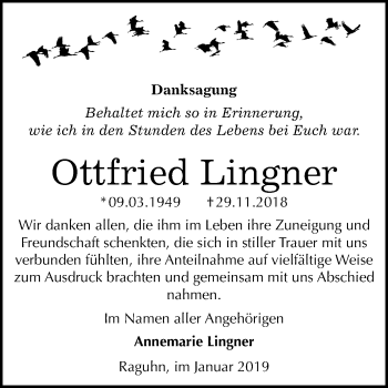 Traueranzeige von Ottfried Lingner von Mitteldeutsche Zeitung Bitterfeld