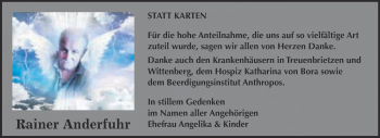 Traueranzeige von Rainer Anderfuhr von Super Sonntag Wittenberg
