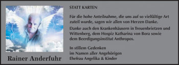 Traueranzeige von Rainer Anderfuhr von Mitteldeutsche Zeitung