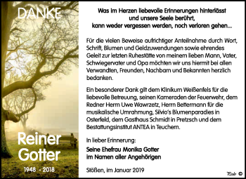 Traueranzeige von Reiner Gotter von WVG - Wochenspiegel NMB / WSF / ZTZ