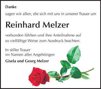 Traueranzeige von Reinhard Melzer von Mitteldeutsche Zeitung Dessau-Roßlau