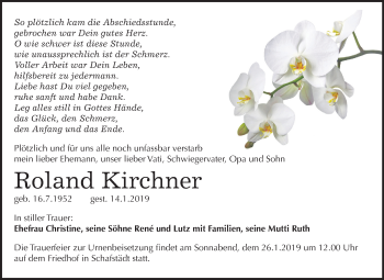 Traueranzeige von Roland Kirchner von Mitteldeutsche Zeitung
