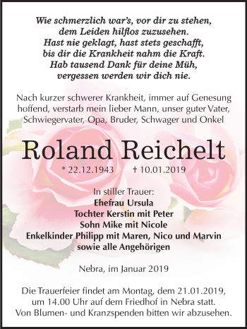 Traueranzeige von Roland Reichelt von Mitteldeutsche Zeitung