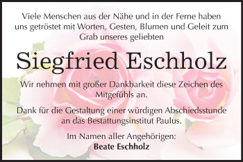 Traueranzeige von Siegfried Eschholz von Mitteldeutsche Zeitung Halle/Saalkreis