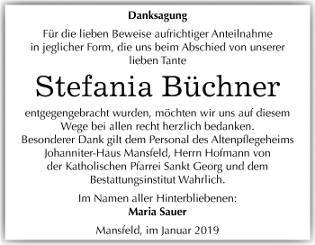 Traueranzeige von Stefania Büchner von Mitteldeutsche Zeitung