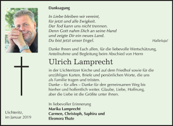 Traueranzeige von Ulrich Lamprecht von Mitteldeutsche Zeitung Weißenfels