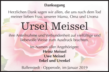 Traueranzeige von Ursel Meissel von Mitteldeutsche Zeitung