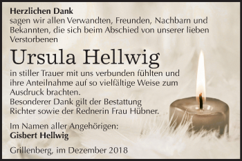Traueranzeige von Ursula Hellwig von Mitteldeutsche Zeitung Sangerhausen