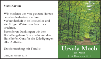 Traueranzeige von Ursula Moch von Mitteldeutsche Zeitung Quedlinburg