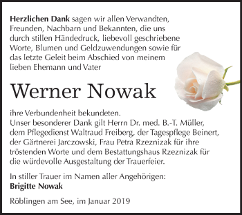 Traueranzeige von Werner Nowak von Mitteldeutsche Zeitung