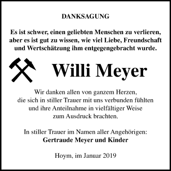 Traueranzeige von Willi Meyer von Mitteldeutsche Zeitung Aschersleben
