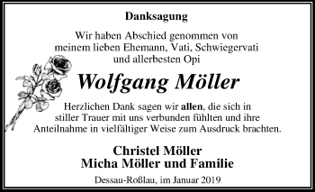 Traueranzeige von Wolfgang Möller von WVG - Wochenspiegel Dessau / Köthen
