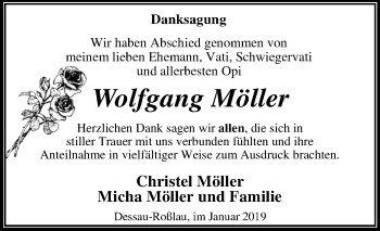 Traueranzeige von Wolfgang Möller von Mitteldeutsche Zeitung Dessau-Roßlau