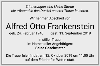 Traueranzeige von Alfred Otto Frankenstein von Mitteldeutsche Zeitung Halle/Saalkreis