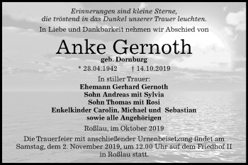 Traueranzeige von Anke Gernoth von Super Sonntag Dessau-Roßlau