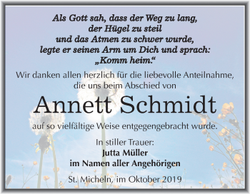 Traueranzeige von Annett Schmidt von Wochenspiegel Merseburg/Querfurt
