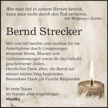 Traueranzeige von Bernd Strecker von Super Sonntag Bernburg