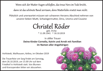 Traueranzeige von Christel Röder von Mitteldeutsche Zeitung Sangerhausen