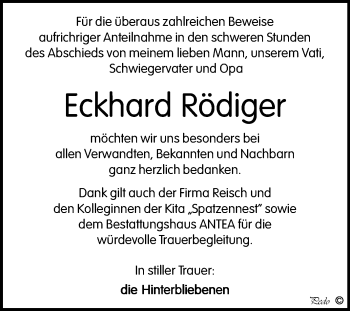 Traueranzeige von Eckhard Rödiger von Mitteldeutsche Zeitung Weißenfels