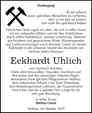 Traueranzeige von Eckhardt Uhlich von Super Sonntag Wittenberg