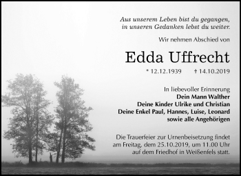 Traueranzeige von Edda Uffrecht von Wochenspiegel Weißenfels