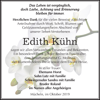 Traueranzeige von Edith Kühn von Mitteldeutsche Zeitung Merseburg/Querfurt