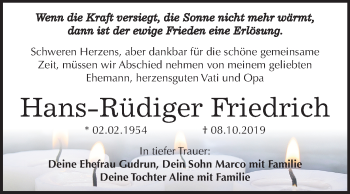 Traueranzeige von Elans-Rüdiger Friedrich von Mitteldeutsche Zeitung Wittenberg